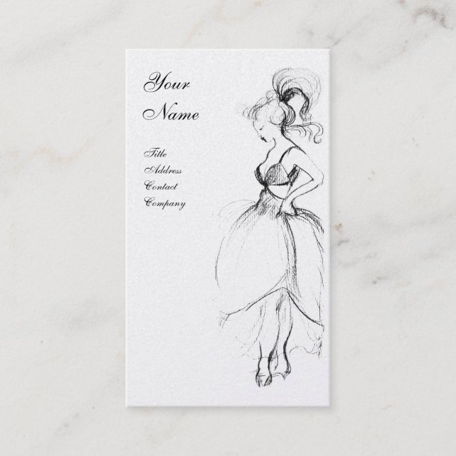 Tarjeta De Visita BELLEZA, DISEÑADOR DE MODA, perla blanca y negra (Anverso)