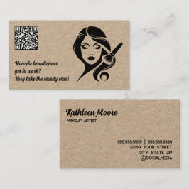 Tarjeta De Visita Belleza Divertida QR de Maquillaje