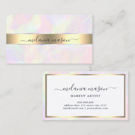 Tarjeta De Visita Belleza elegante y holográfica falsa y dorada feme