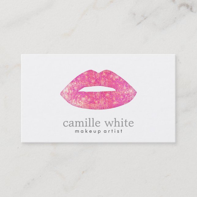 Tarjeta De Visita Belleza en los labios de la secuencia rosada calie (Anverso)