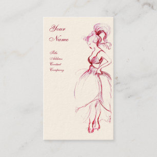 Tarjeta De Visita BELLEZA FASHION, dibujo rojo blanco