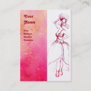 Tarjeta De Visita BELLEZA FASHION, rosa rojo, perla blanca fucsia