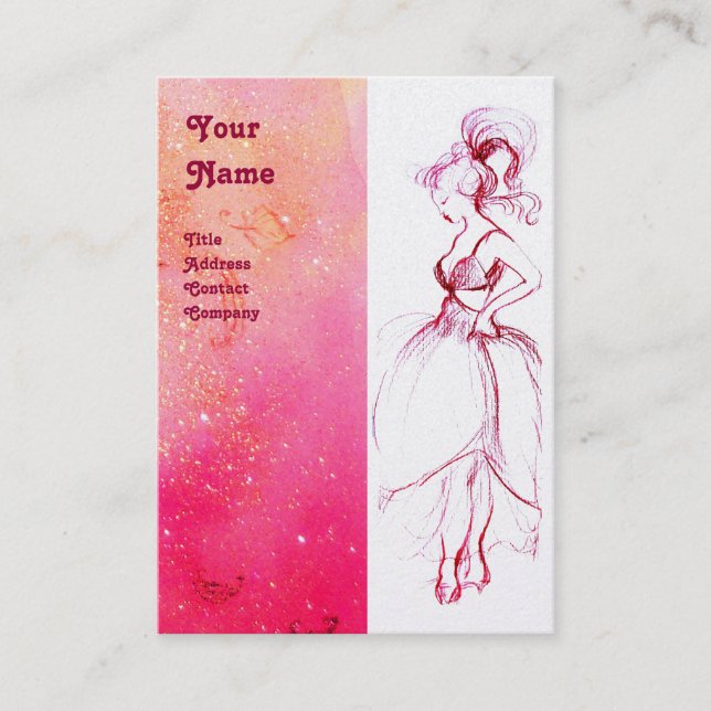 Tarjeta De Visita BELLEZA FASHION, rosa rojo, perla blanca fucsia (Anverso)