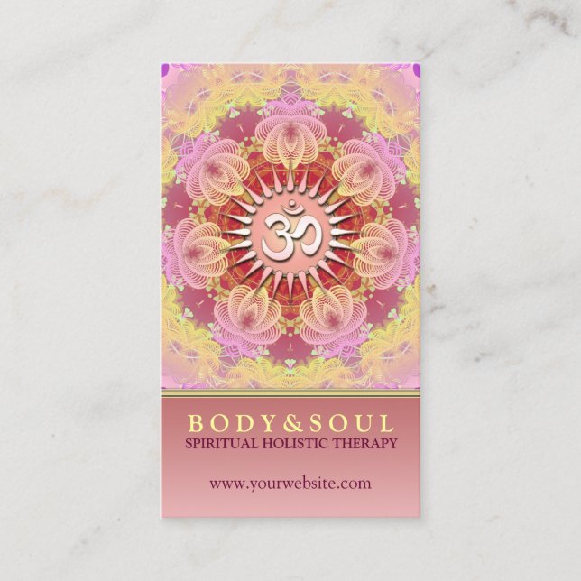 Tarjeta De Visita Belleza Femenina Om Yoga New Age Business Card (Anverso)