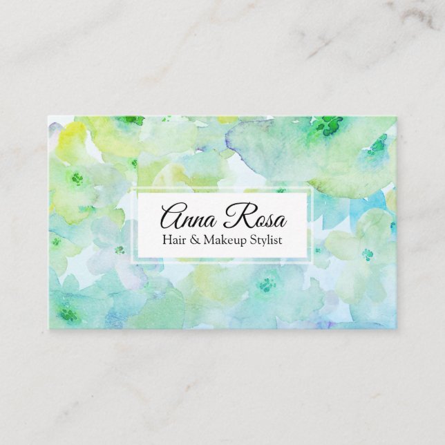 Tarjeta De Visita Belleza femenina popular del verde de azules (Anverso)