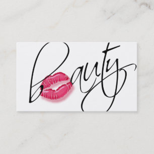 Tarjeta De Visita Belleza Firma Script Color rosa Glossy Lips Negro