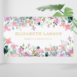 Tarjeta De Visita Belleza Floral Elegante a Rayas Artista del Cabell