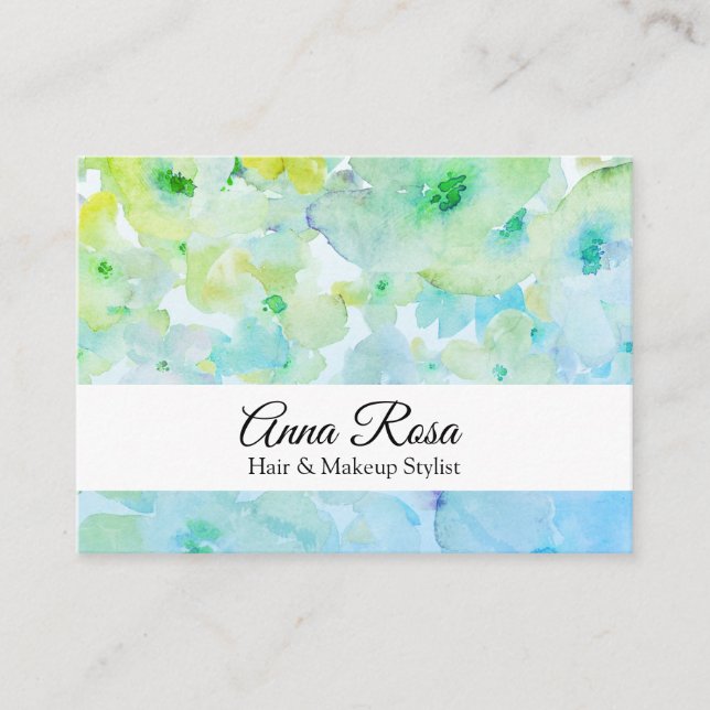 Tarjeta De Visita Belleza floral popular femenina del verde de la (Anverso)