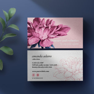 Tarjeta De Visita Belleza floreciente   Esteticista de acuarela