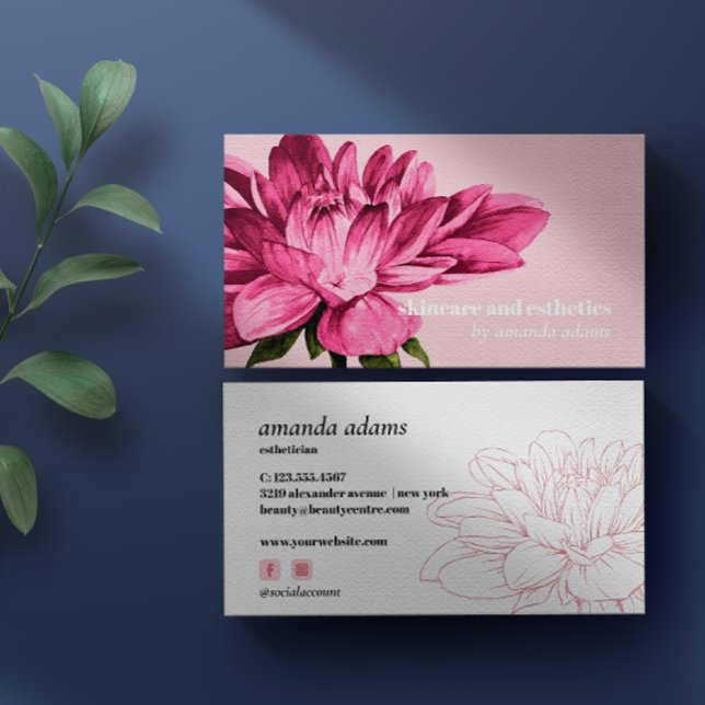 Tarjeta De Visita Belleza floreciente | Esteticista de acuarela (Subido por el creador)