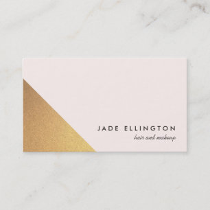 Tarjeta De Visita Belleza geométrica moderna rosa claro y dorada