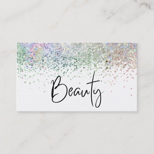 Tarjeta De Visita *~* BELLEZA Holograma Holograma Pastel Purpurina (Anverso)