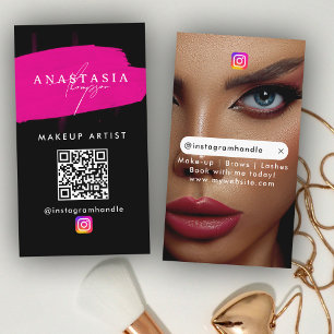 Tarjeta De Visita Belleza influyente en las redes sociales rosa negr