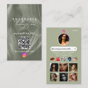 Tarjeta De Visita Belleza influyente en las redes sociales: verde ja