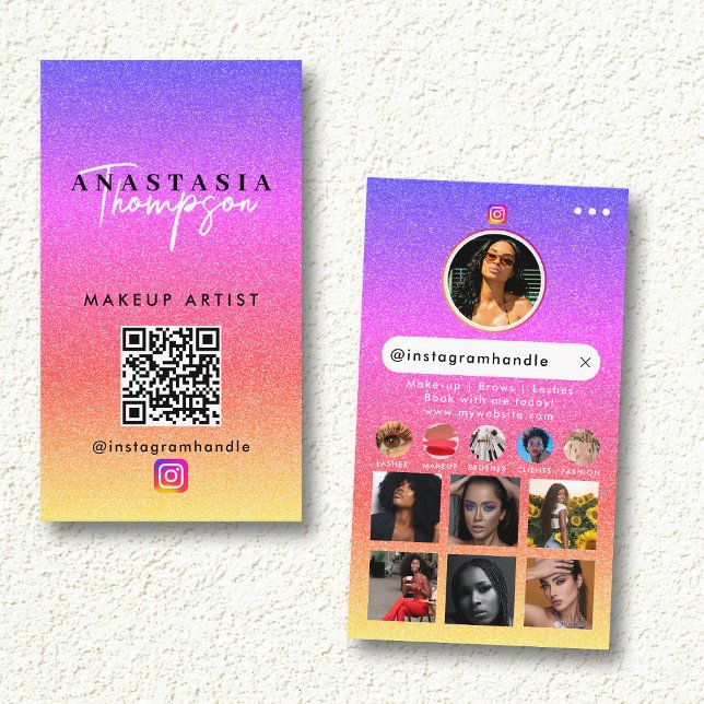 Tarjeta De Visita Belleza influyente Nail Tech Social Media QR Code (Influencer Beauty Nail Tech Social Media QR Code Business Card)