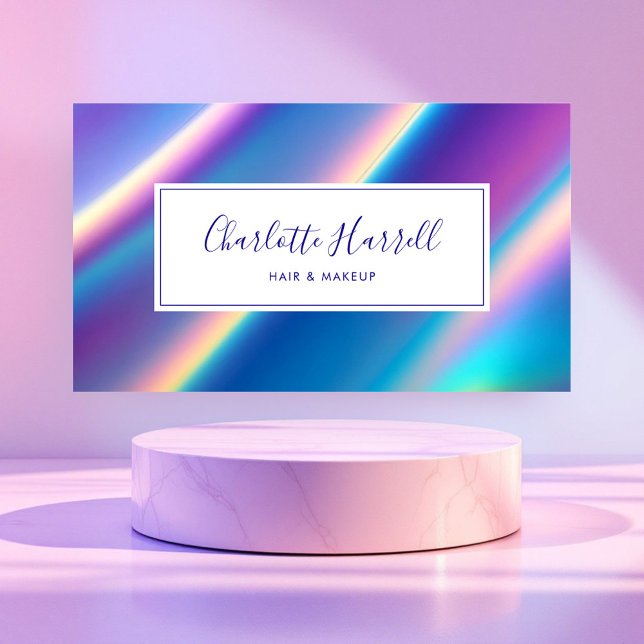 Tarjeta De Visita Belleza iridiscente holográfica a la moda (Subido por el creador)