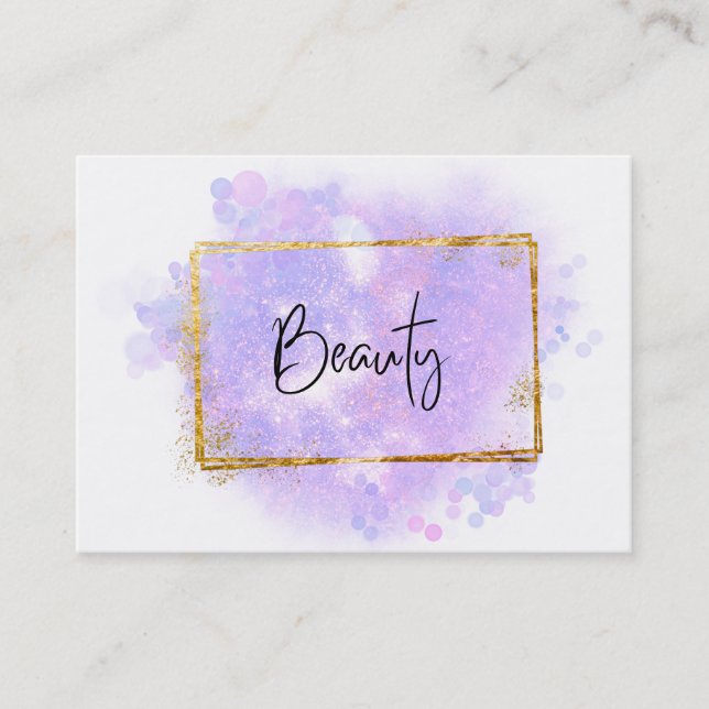 Tarjeta De Visita *~* BELLEZA - Lágrima de lavanda con marco dorado  (Anverso)