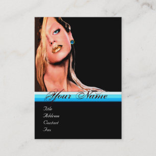 Tarjeta De Visita BELLEZA MAKEUP ARTISTA monograma zafiro azul negro