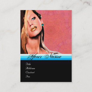 Tarjeta De Visita BELLEZA MAKEUP ARTISTA monograma zafiro azul rosad