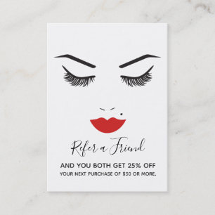 Tarjeta De Visita Belleza Maquillaje Cara Pestañas Labios Rojos Refe