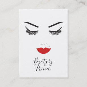 Tarjeta De Visita Belleza Maquillaje Cara Pestañas y Labios Rojos Sa