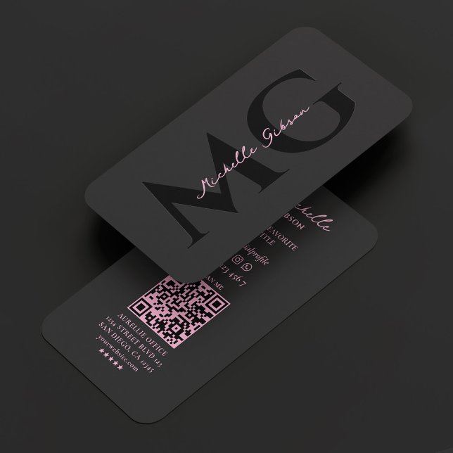 Tarjeta De Visita Belleza Profesional Estética Marketing Rosa Negro (Beauty Professional Aesthetic Black Pink Marketing Business Card
)