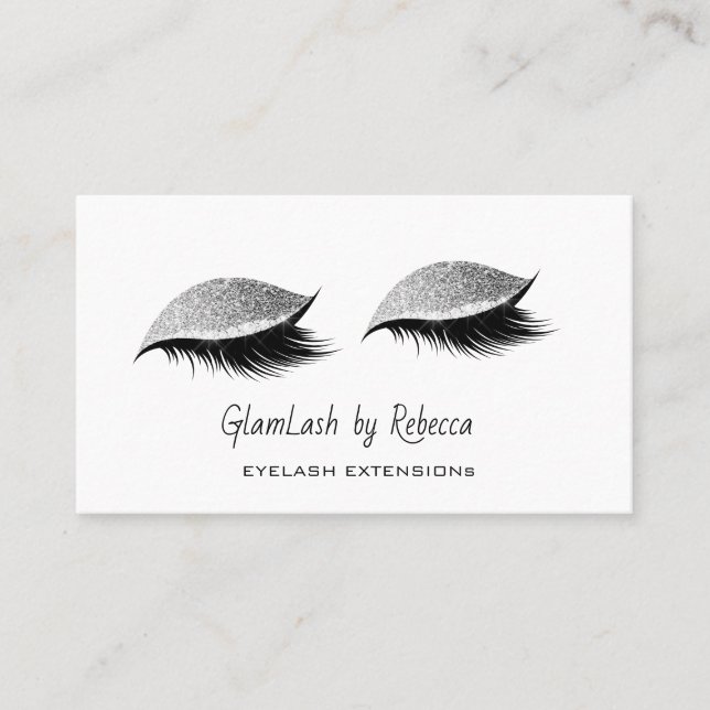 Tarjeta De Visita Belleza profesional Eyelash Lashes Purpurina Silve (Anverso)
