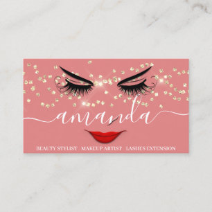 Tarjeta De Visita Belleza profesional maquillaje Labios de Rosa de L