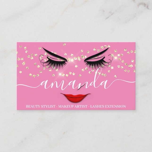 Tarjeta De Visita Belleza profesional maquillaje Oro Lash Red Lips (Anverso)
