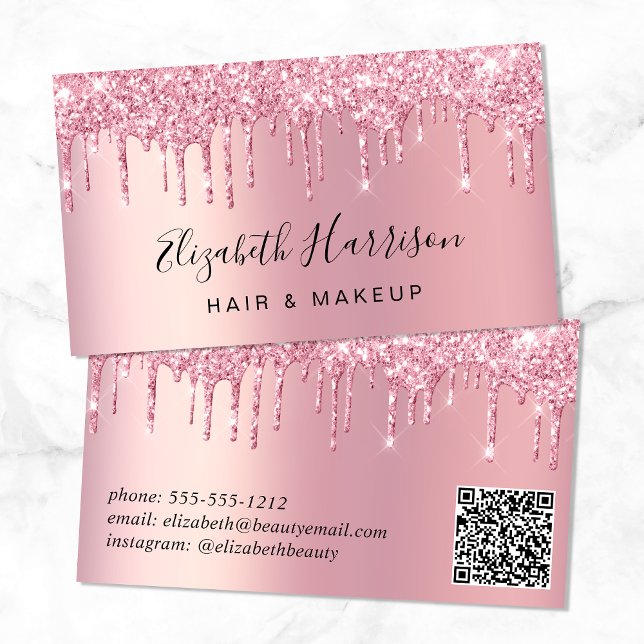 Tarjeta De Visita Belleza purpurina Código QR Rosa (Subido por el creador)