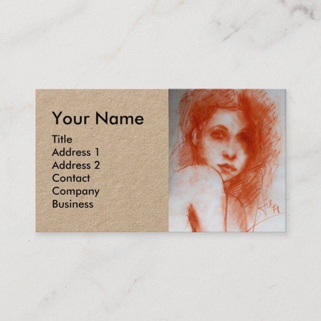 Tarjeta De Visita BELLEZA ROMÁNTICA mujer retrato Sepia Brown Kraft (Anverso)