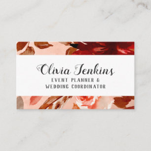 Tarjeta De Visita Belleza Rústica Diseño Boho Floral Acuarela Otoño