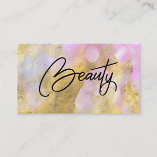 Tarjeta De Visita *~* BELLEZA Script Relieve metalizado dorado rosa