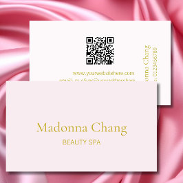 Tarjeta De Visita Belleza Spa QR Código Simple De Estilo Rosa