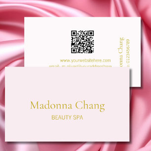 Tarjeta De Visita Belleza Spa QR Código Simple De Estilo Rosa