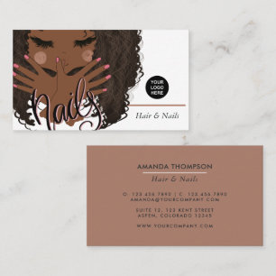 Tarjeta De Visita Belleza terrenal de cabello y uñas afroamericanas