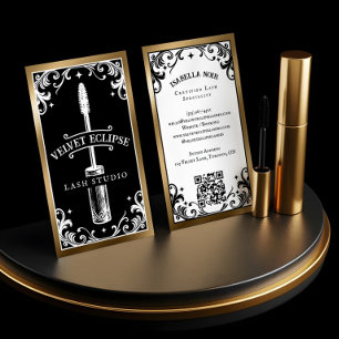 Tarjeta De Visita Belleza Vintage Gótica Estudio de Pestañas Lujo Ne