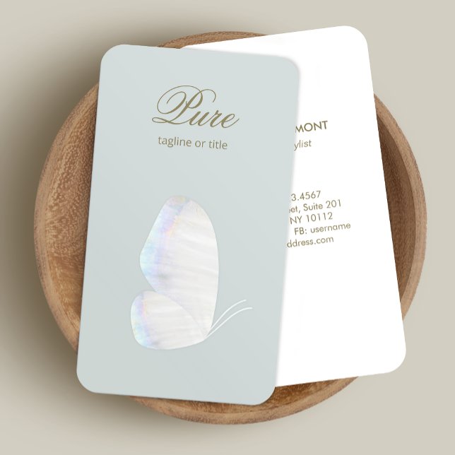 Tarjeta De Visita Belleza y bienestar con mariposa de mariposa blanc (Subido por el creador)