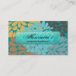Tarjeta De Visita Bello Artes floral del extracto de la turquesa del
