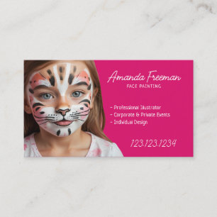 Tarjeta De Visita Bellos niños rosas y blancos enfrentan pintura