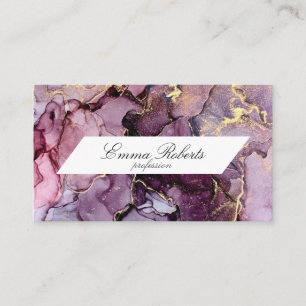 Tarjeta De Visita Bellos tonos morado y dorado mármol Smokey