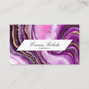 Tarjeta De Visita Bellos tonos morado y dorado mármol Smokey