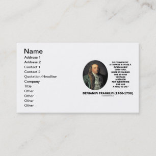 Tarjeta De Visita Benjamin Franklin Criatura Razonable Encontrar Raz