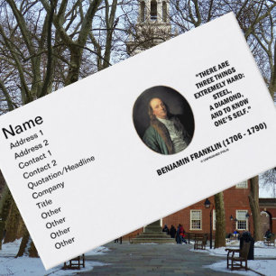 Tarjeta De Visita Benjamin Franklin Tres Cosas Extremadamente Difíci