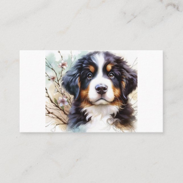Tarjeta De Visita Bernese Mountain Dog AI Puppy (Anverso)
