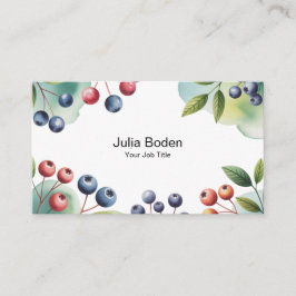 Tarjeta De Visita Berries and Branches Watercolor Fruit