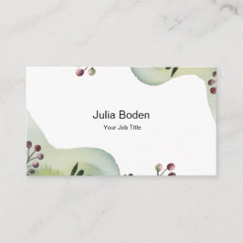 Tarjeta De Visita Berries and Branches Watercolor Minimalist