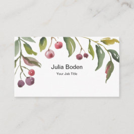 Tarjeta De Visita Berries and Branches Watercolor Top