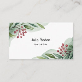 Tarjeta De Visita Berries and Branches Watercolor Two Tone