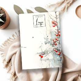 Tarjeta De Visita Berries De Invierno De Nieve Rojo Que Contienen El